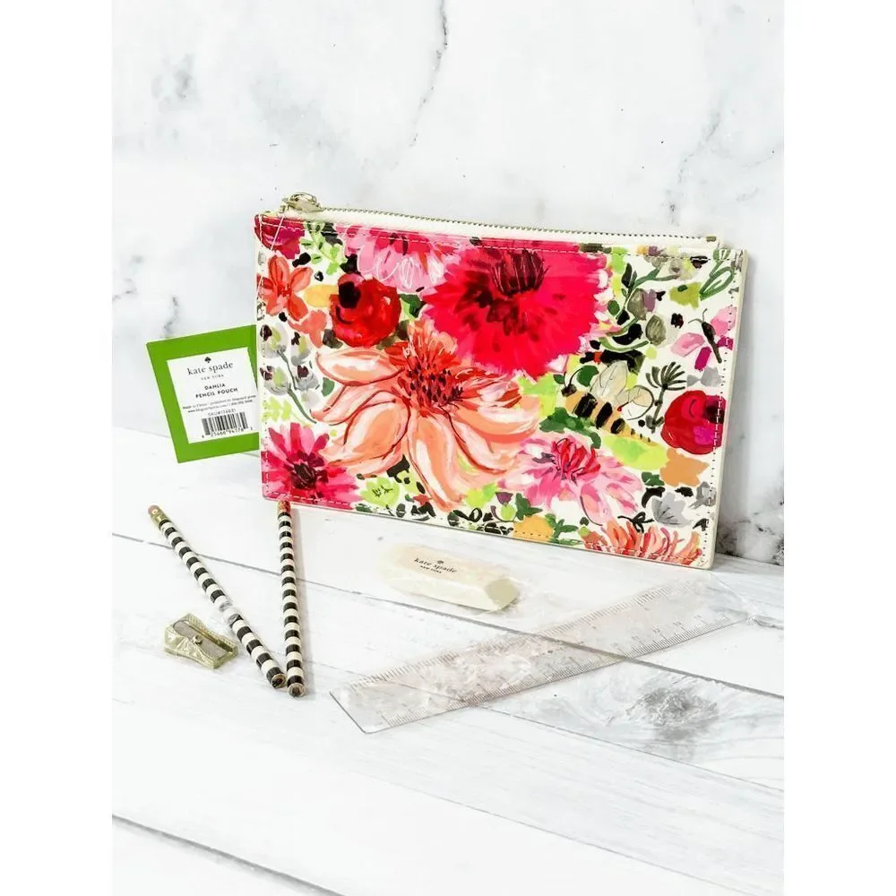 kate spade new york dahlia pencil pouch and bonus pack
